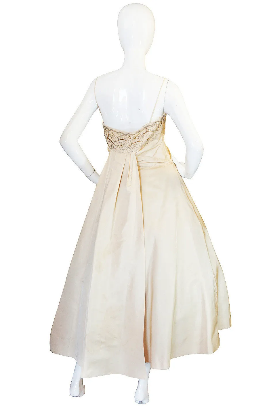 1950s Frank Starr Beaded Silk Dress