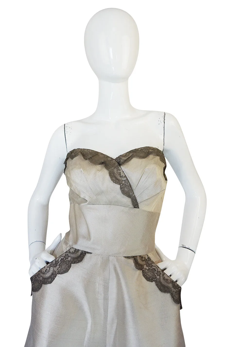 1950s Lace & Silk Parnes Feinstein Dress