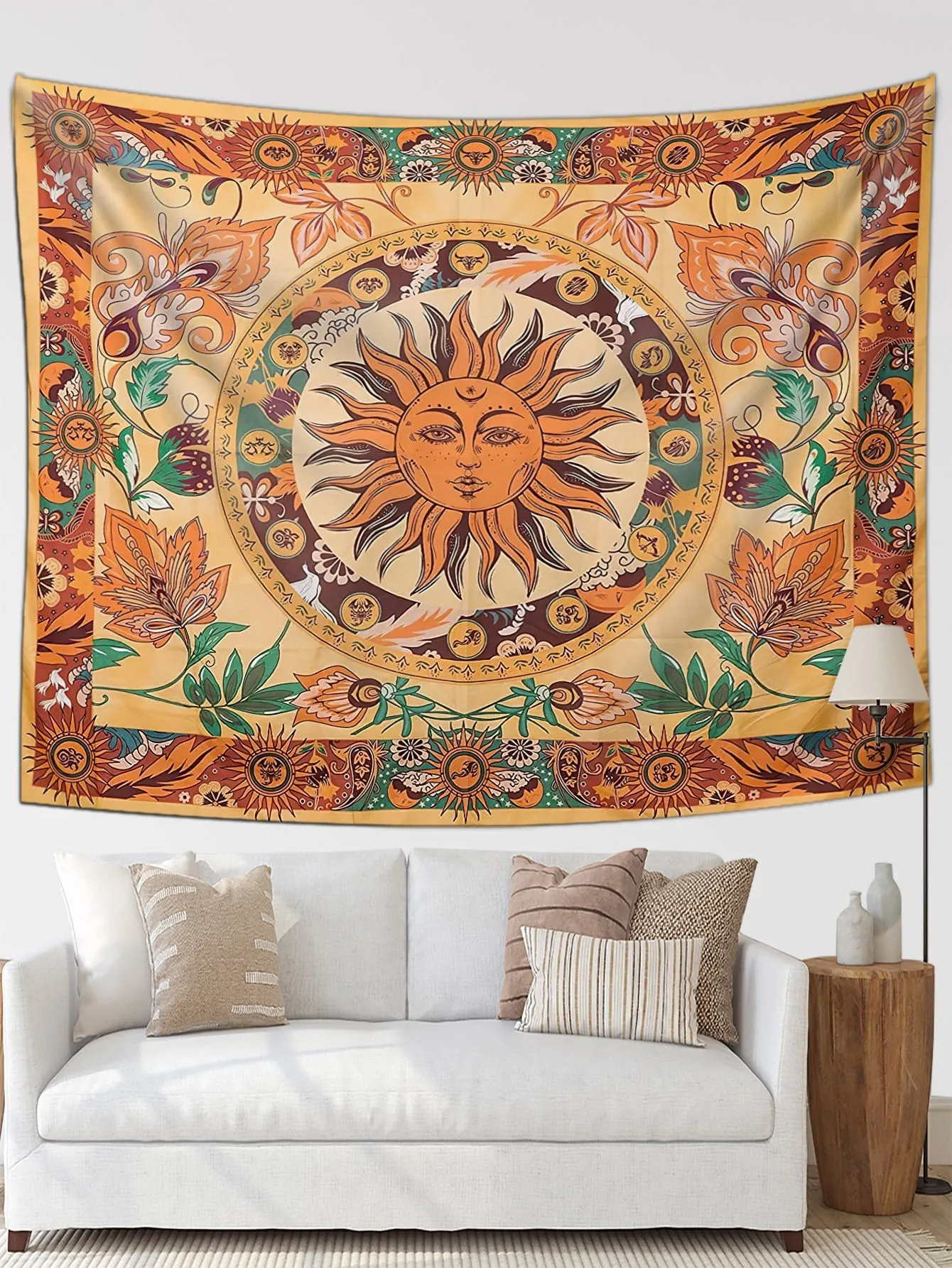 1pc Flower & Sun Pattern Tapestry