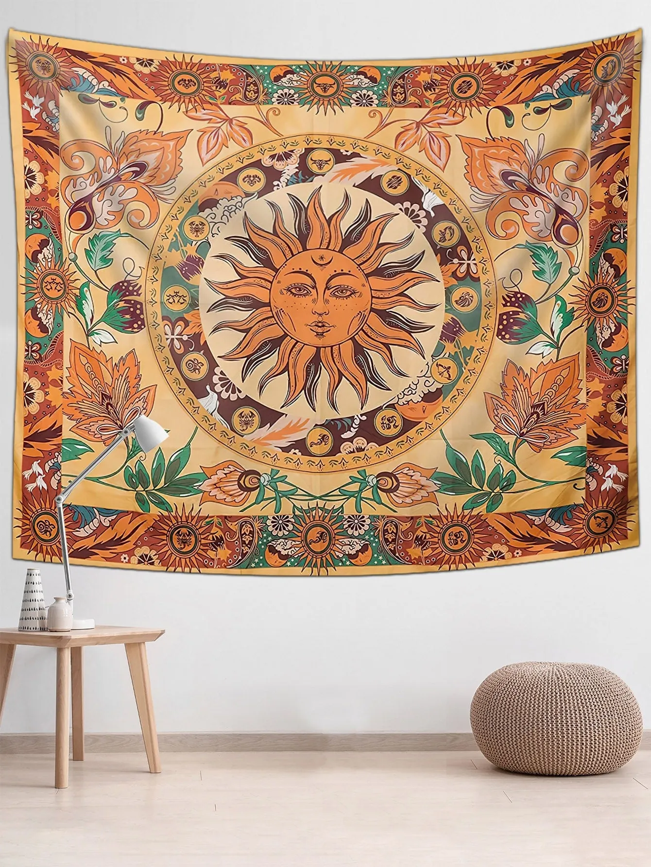 1pc Flower & Sun Pattern Tapestry