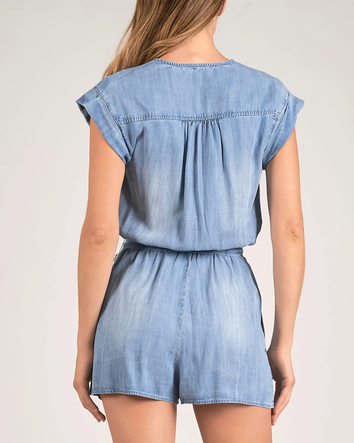 2024 Elan Short Sleeve Belted Romper - Dt7111