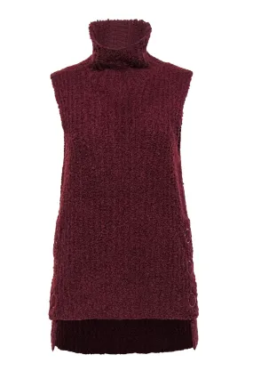 3.1 Phillip Lim - Maroon Sleeveless Tunic-Style Turtleneck Sweater Sz M