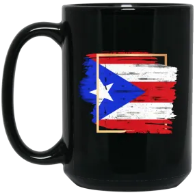 Abstract Puerto Rico Flag 15 oz. Black Mug