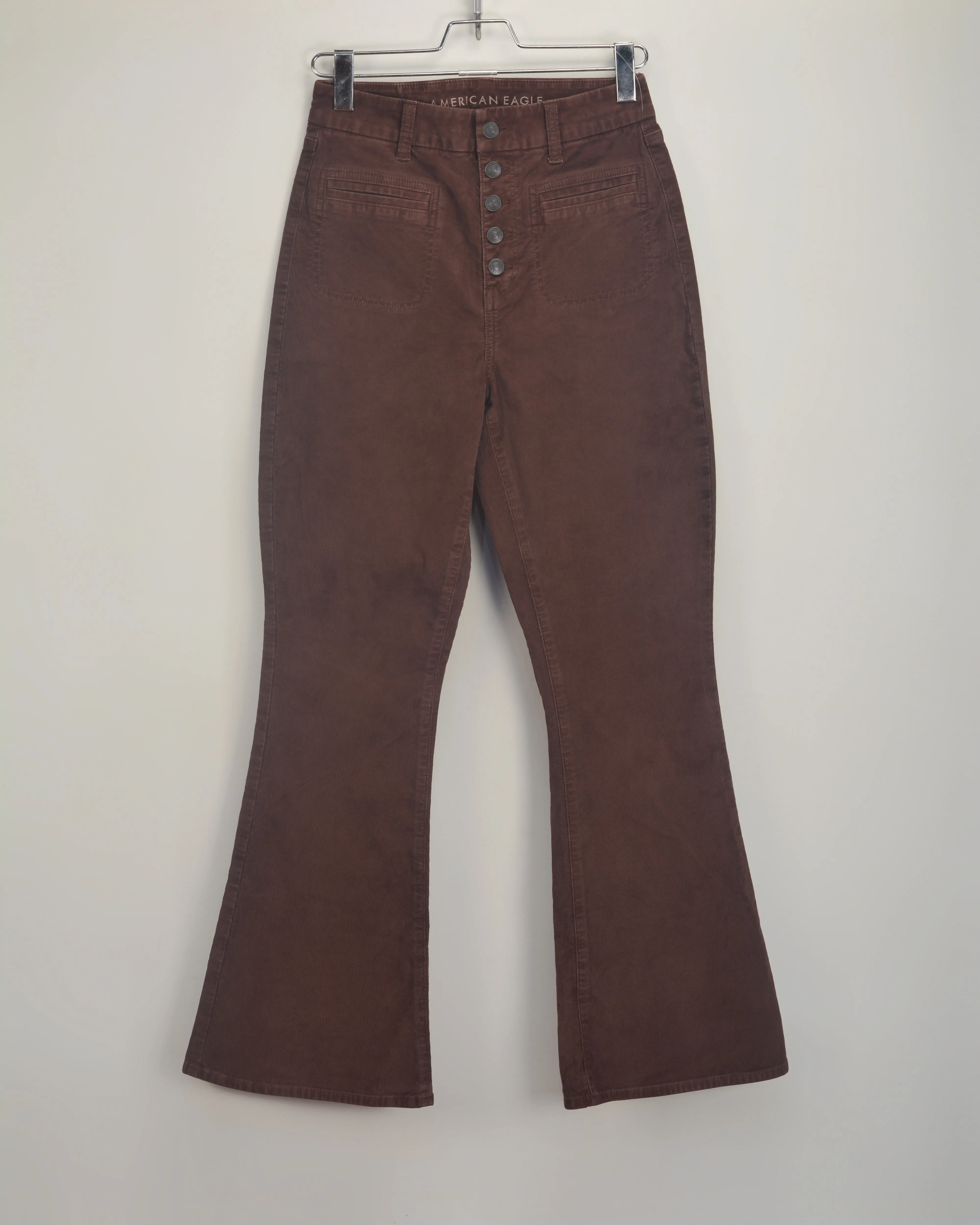 AE Corduroy Super High-Waisted Flare Pant MAROON