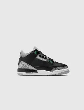 AIR JORDAN 3 RETRO BLACK/ GREEN GLOW GS