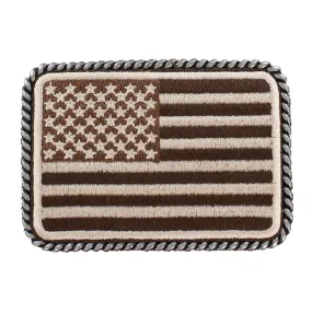 Ariat Brown Flag Patch Rectangle Belt Buckle