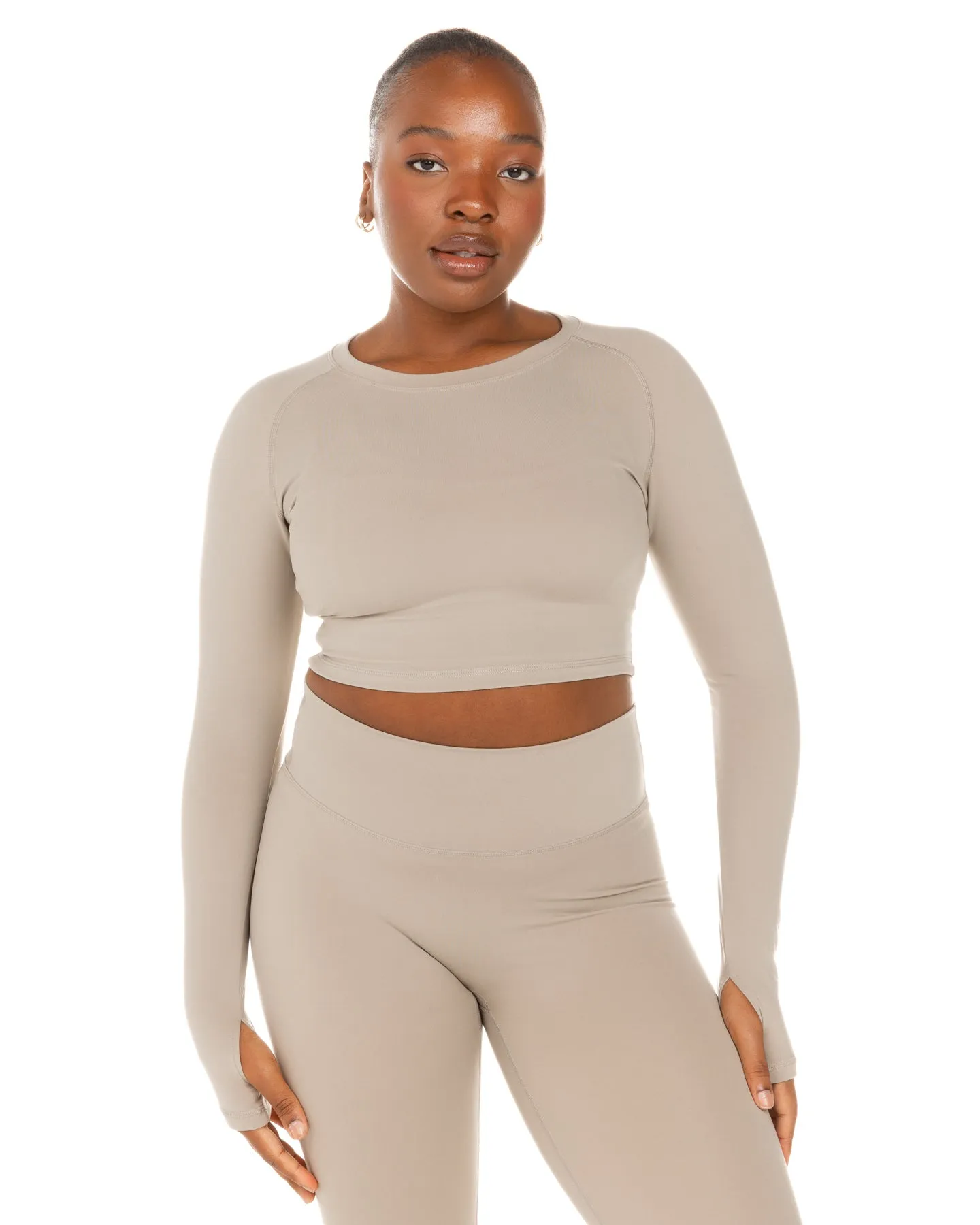 Aura Crop Long Sleeve - Vintage Khaki