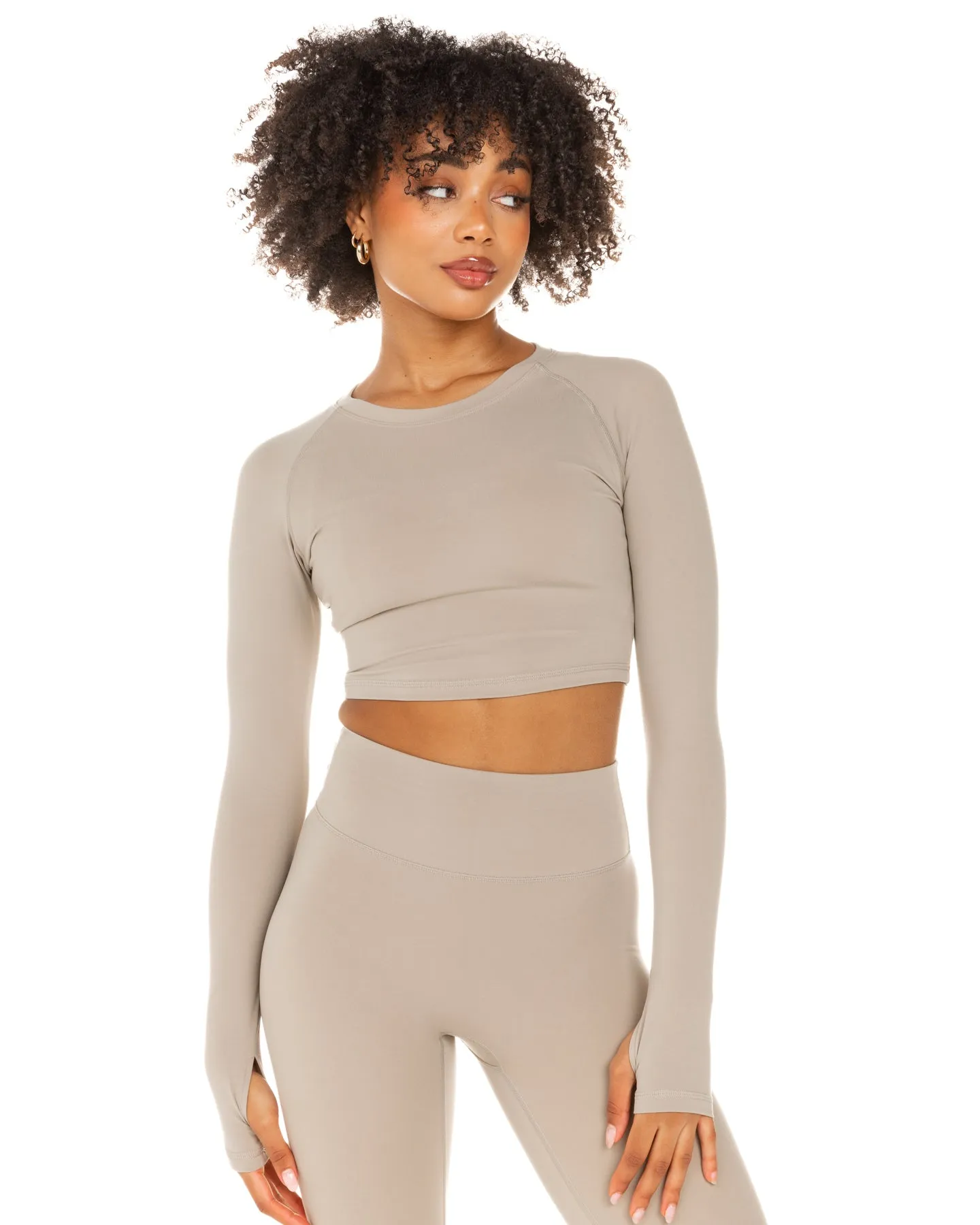 Aura Crop Long Sleeve - Vintage Khaki