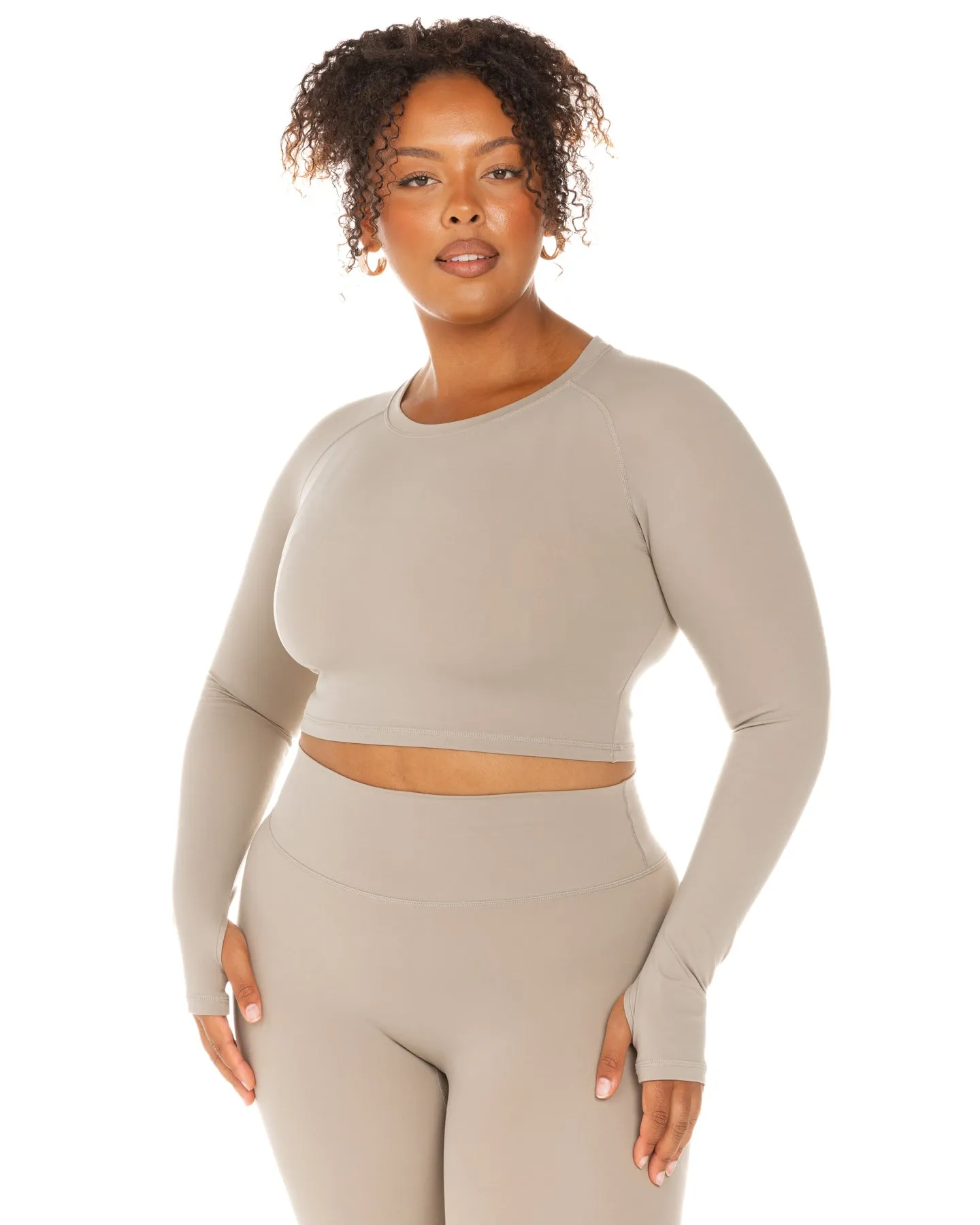 Aura Crop Long Sleeve - Vintage Khaki