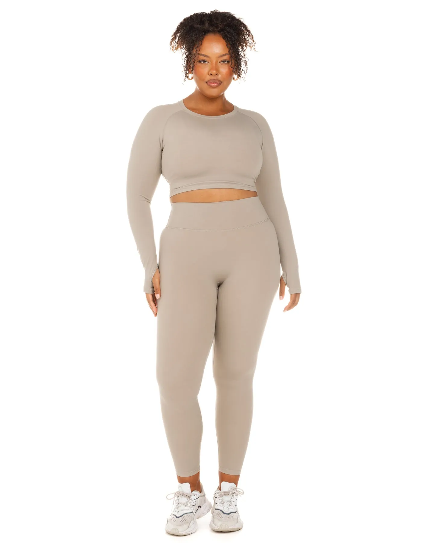 Aura Crop Long Sleeve - Vintage Khaki