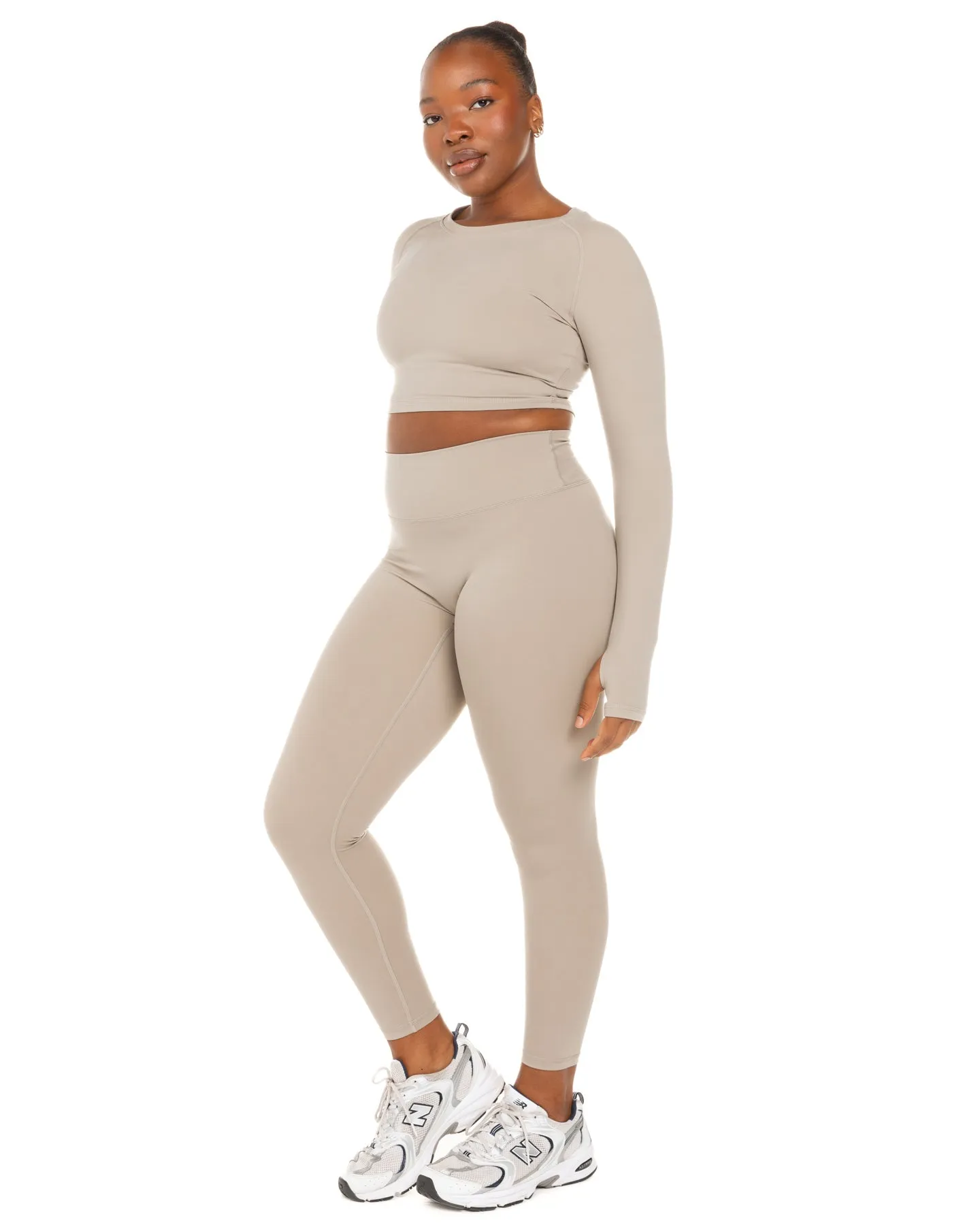 Aura Crop Long Sleeve - Vintage Khaki