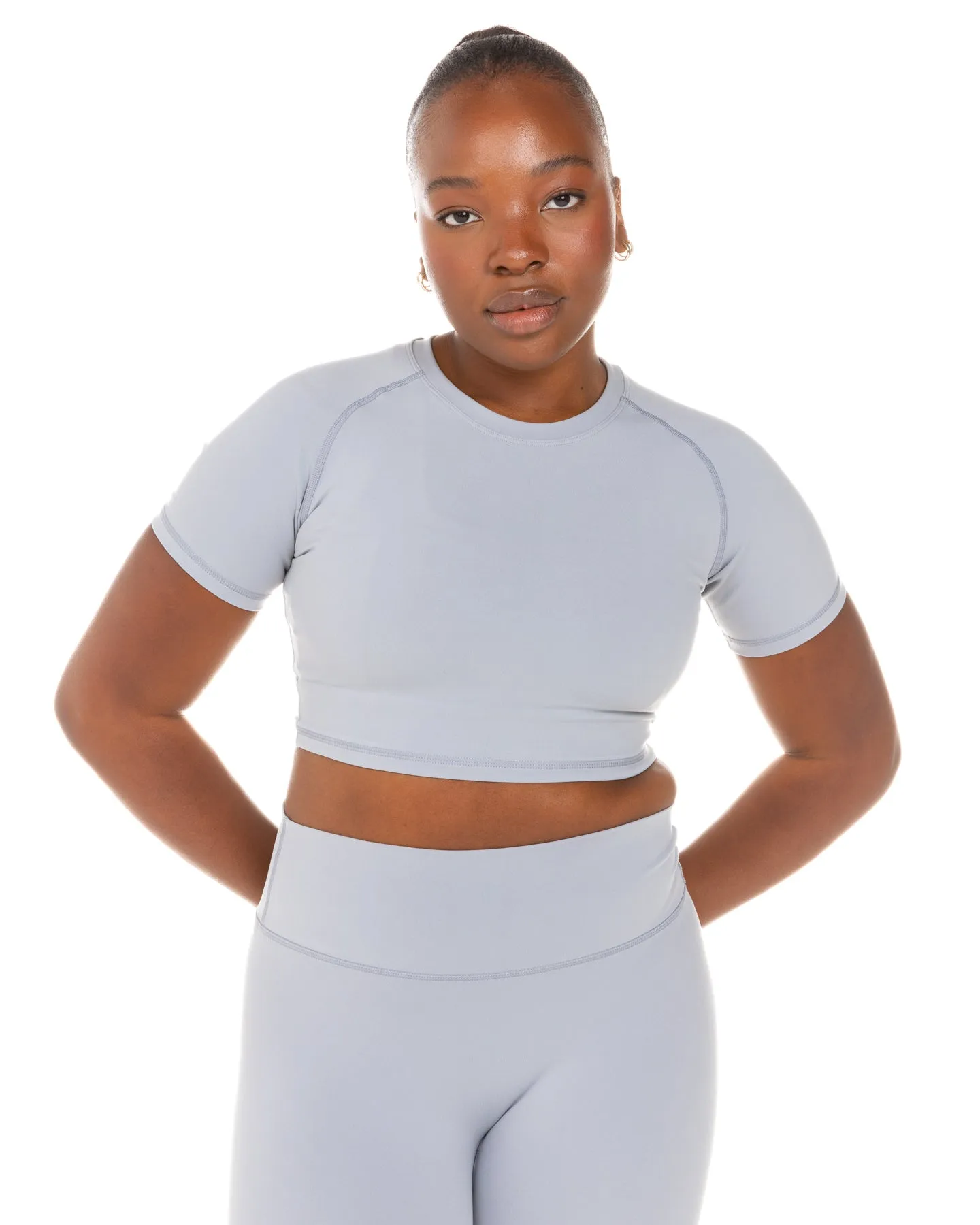 Aura Crop Tee - Steel Grey