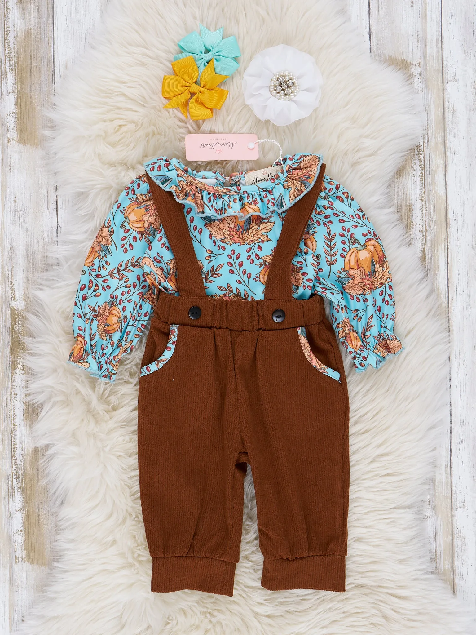 Autumn Ruffle Overall Set