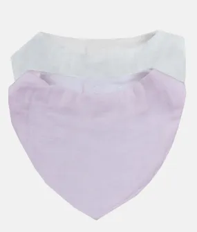 Baby Bandana Bib 2Pcs - Baby Pink & White