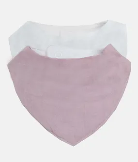 Baby Bandana Bib 2Pcs - Dusty Pink & White