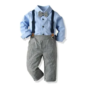 Baby Boy Plaid Bow-Tie Suspender Outfit