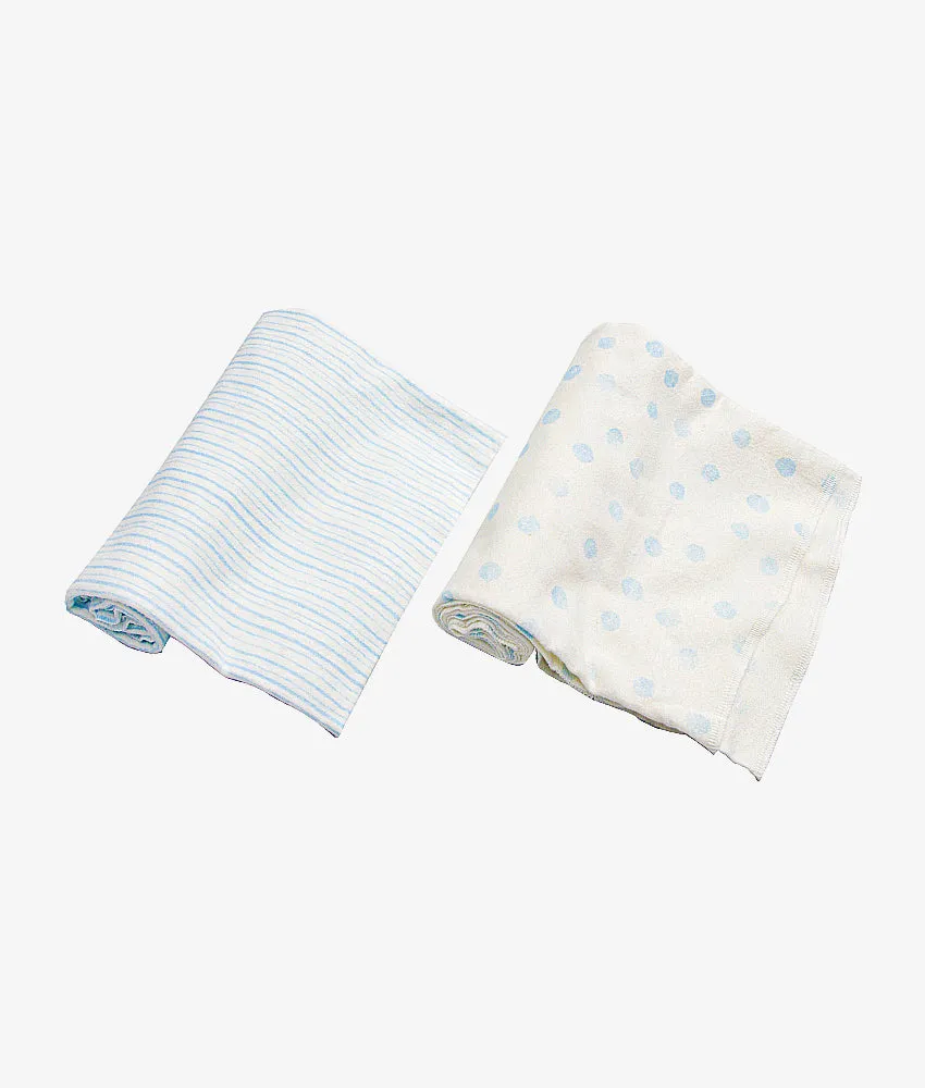 Baby Flannel Blankets 2pcs - Blue