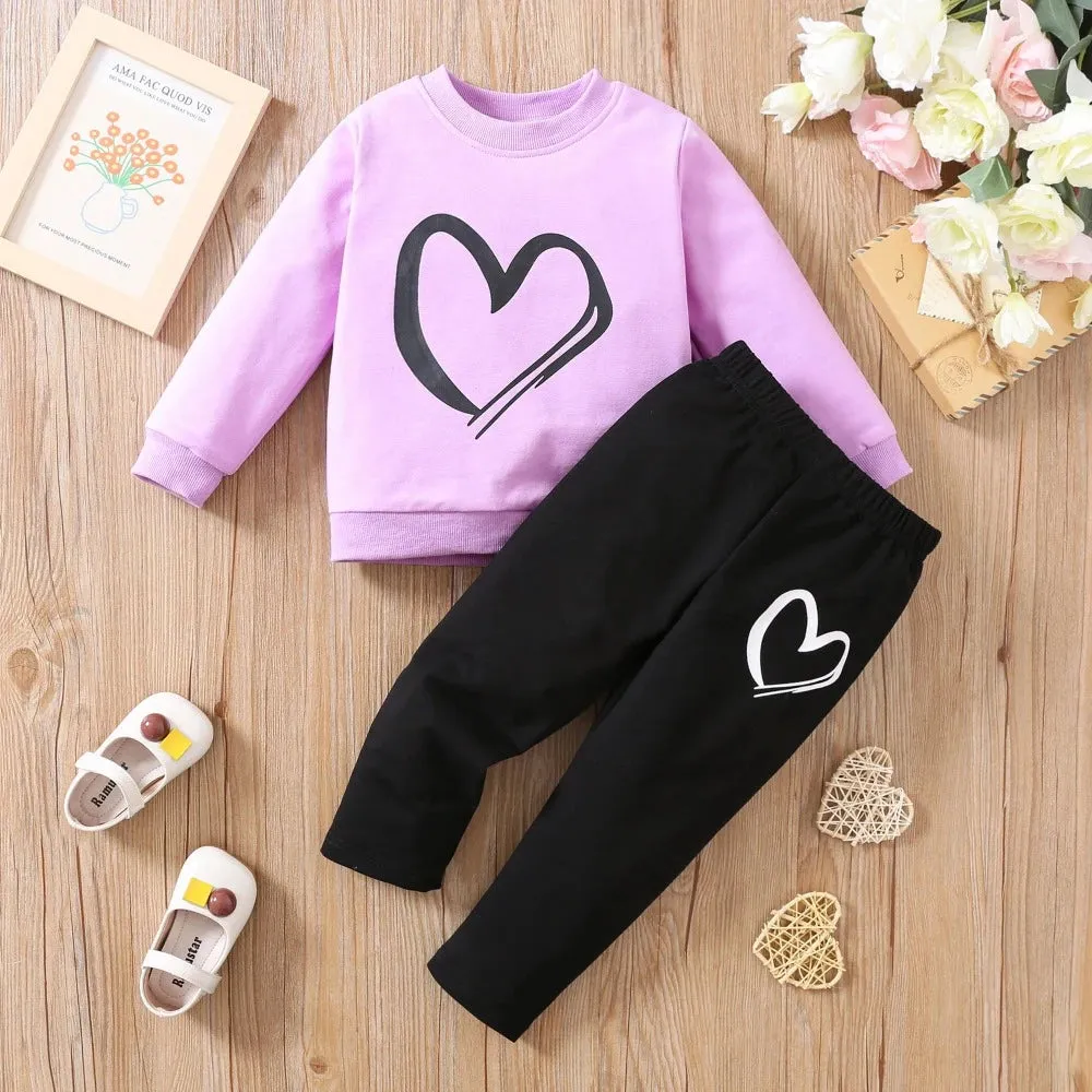 Baby Girl 2-6Year Heart Love Clothes Sets