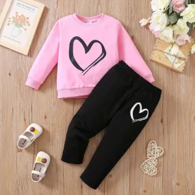 Baby Girl 2-6Year Heart Love Clothes Sets