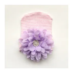 Baby Hospital Hat PINK, pick your color flower!