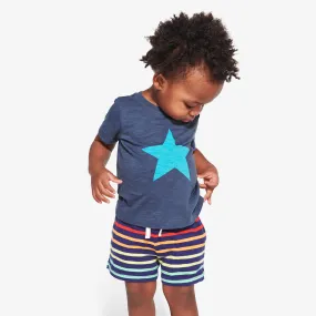 Baby play short in rainbow stripe