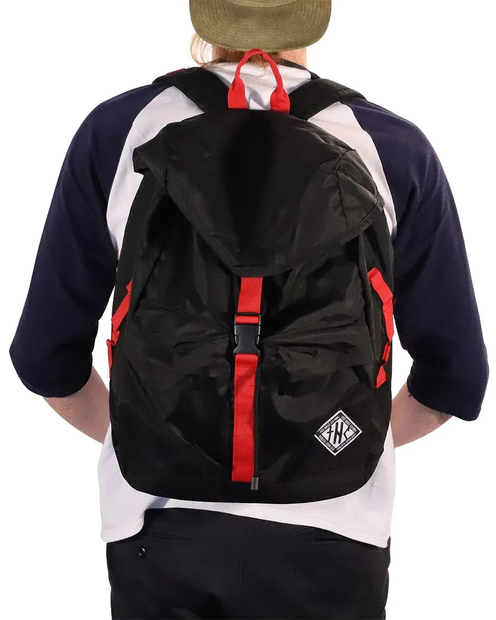 Backpack - Folded Drawstring Backpack Black Thc