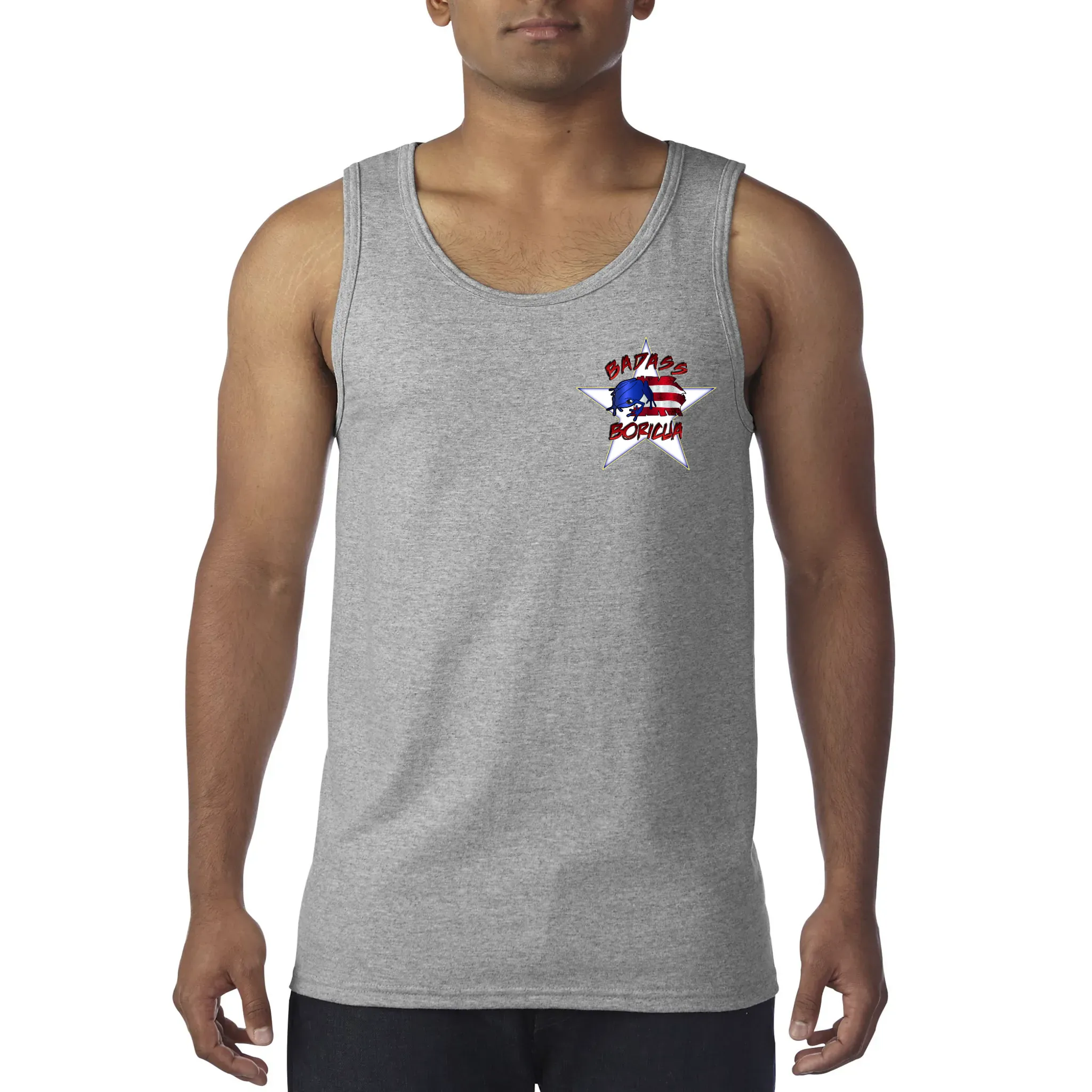 Badass Boricua Front and Back Image Tank Top