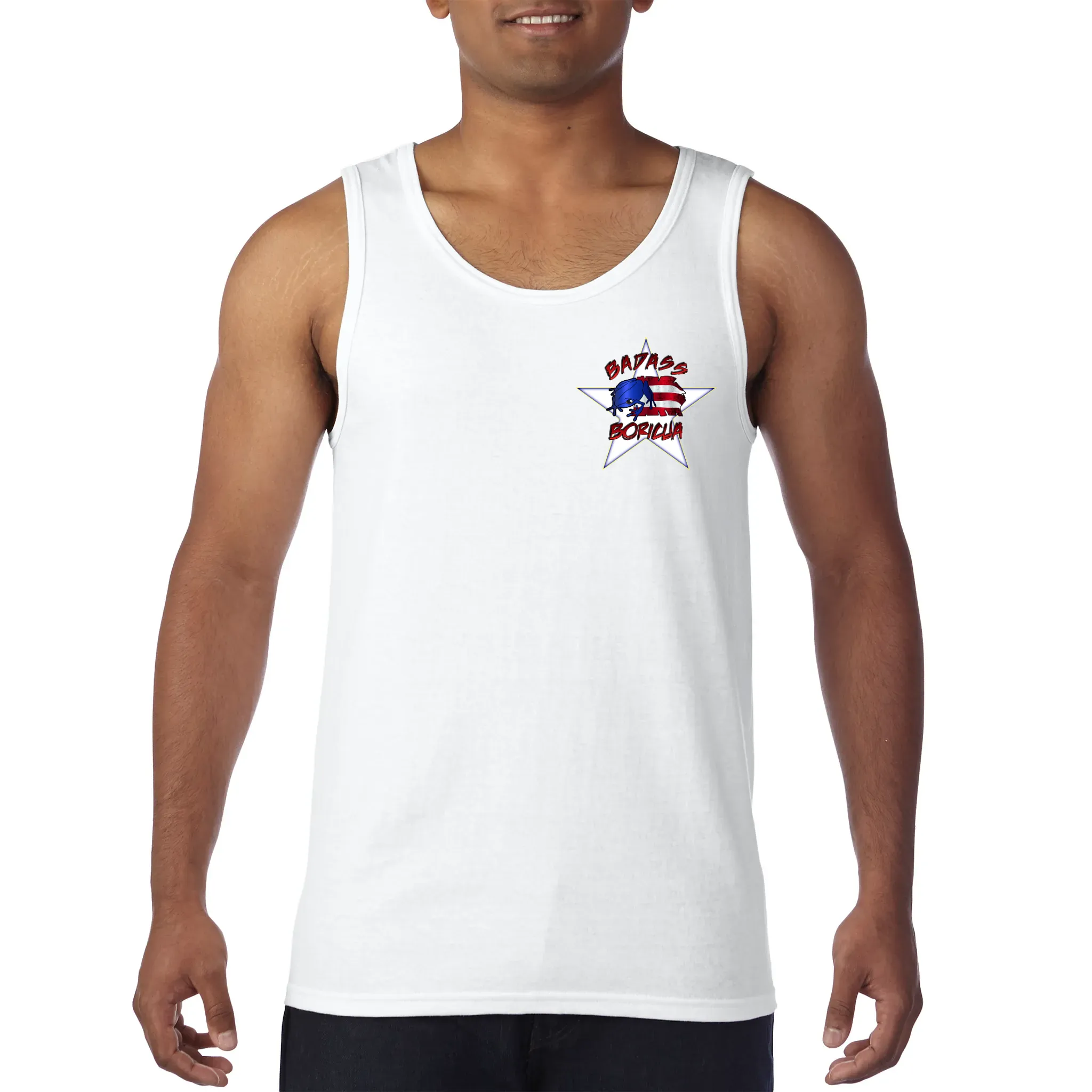 Badass Boricua Front and Back Image Tank Top