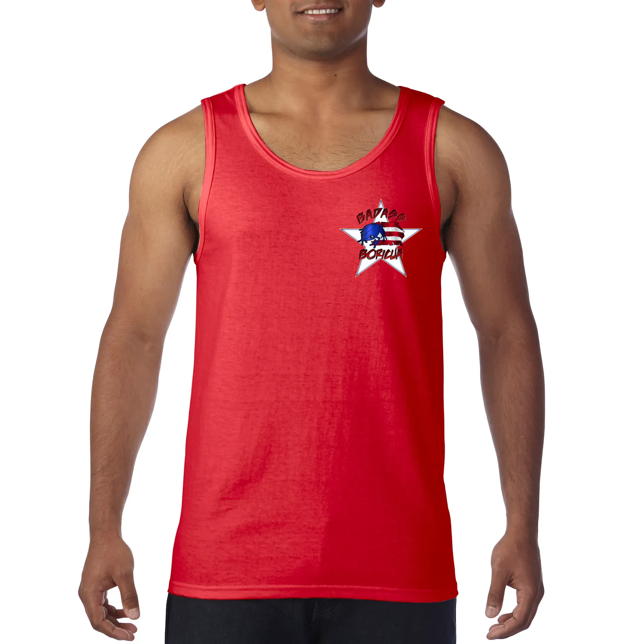 Badass Boricua Front and Back Image Tank Top