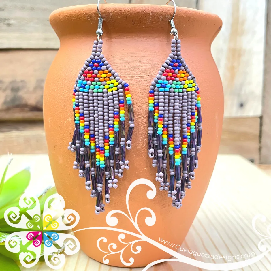 Beaded Petunia Flower Earrings