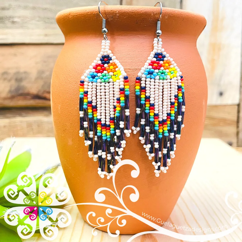 Beaded Petunia Flower Earrings