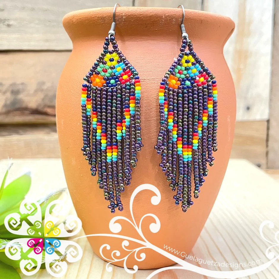 Beaded Petunia Flower Earrings