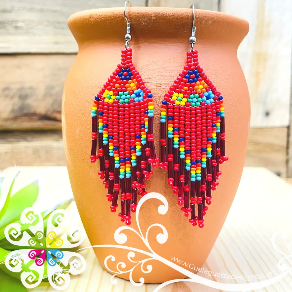 Beaded Petunia Flower Earrings