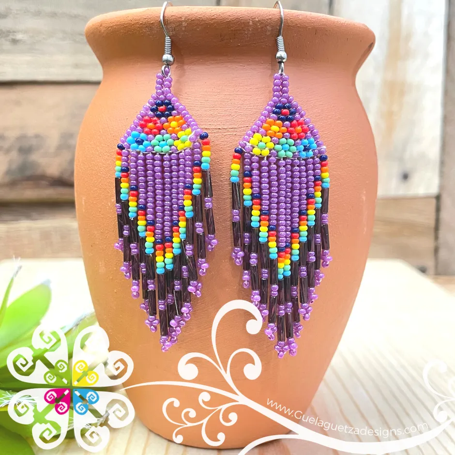 Beaded Petunia Flower Earrings