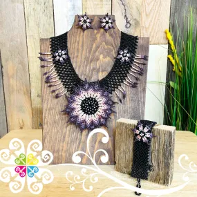 Beaded Sunflower Choker Set