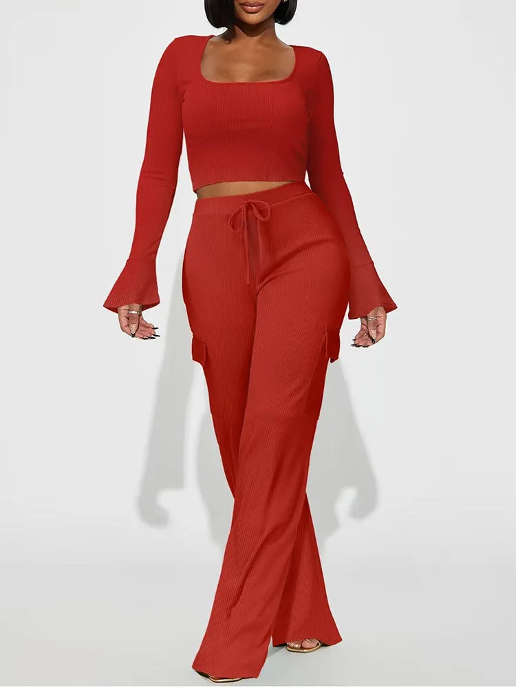 Bell Sleeve Top Pants Set