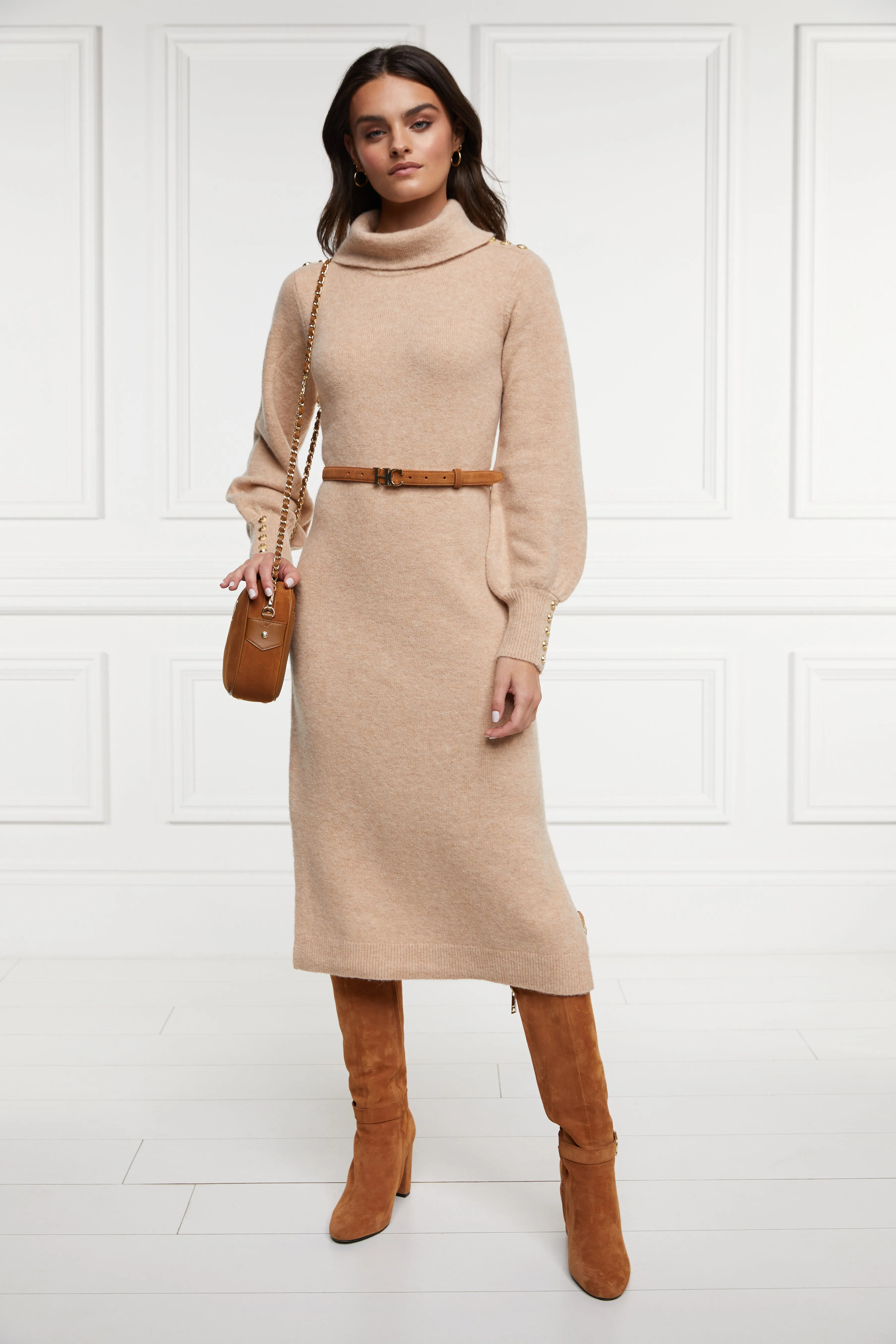 Berkeley Roll Neck Dress (Camel)