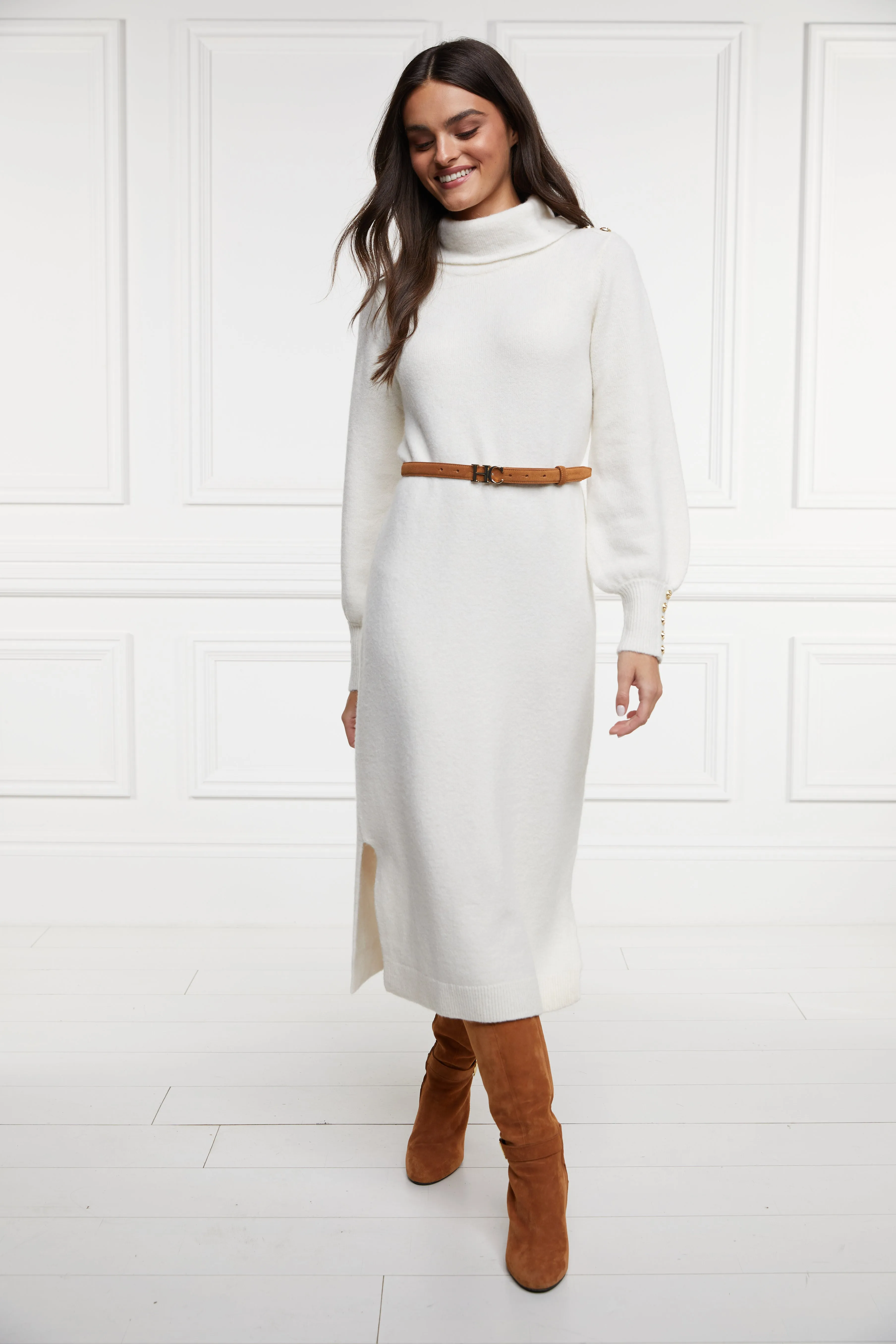 Berkeley Roll Neck Dress (Natural)