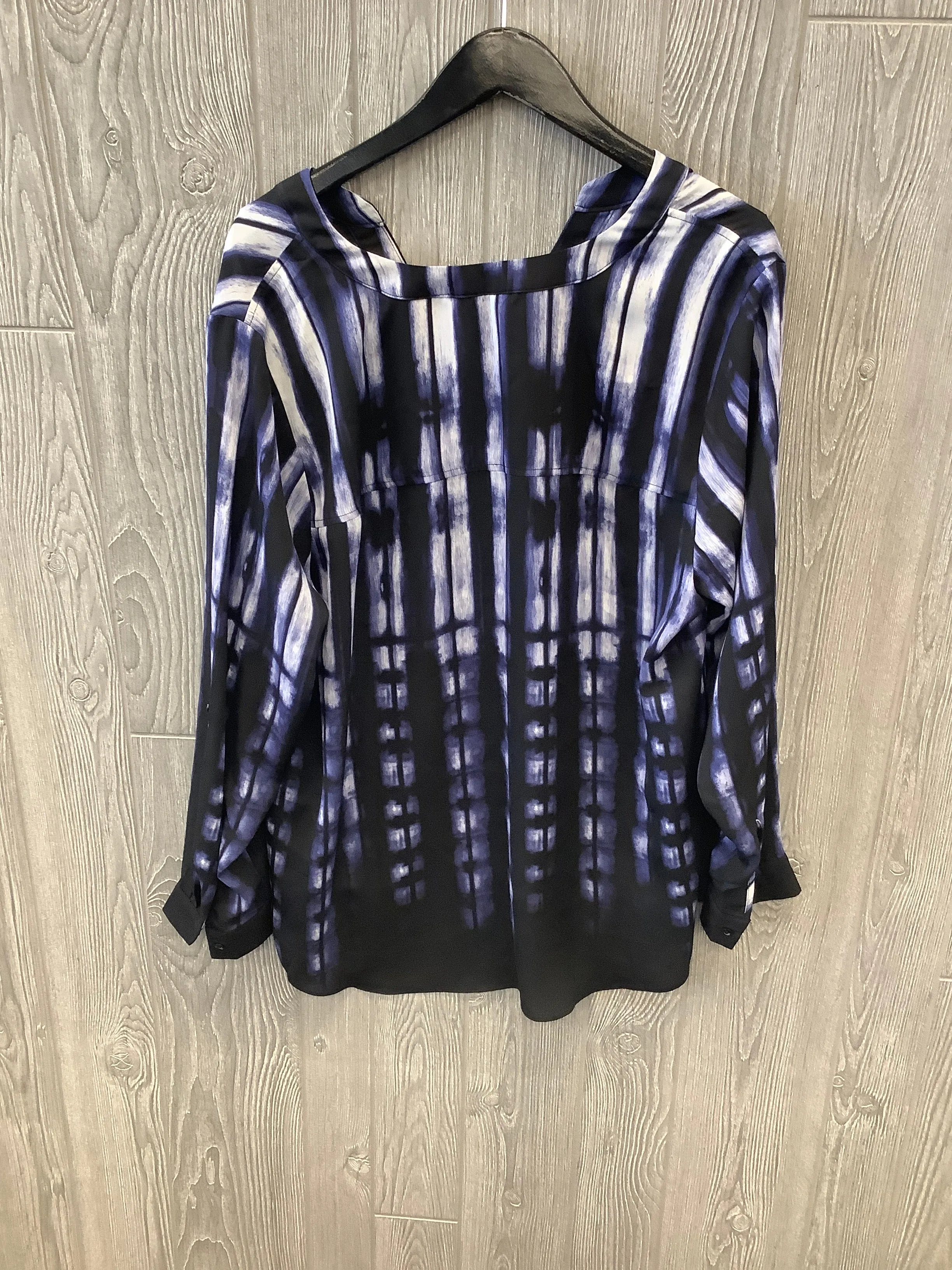 Black & Blue Top Long Sleeve Simply Vera, Size 1x