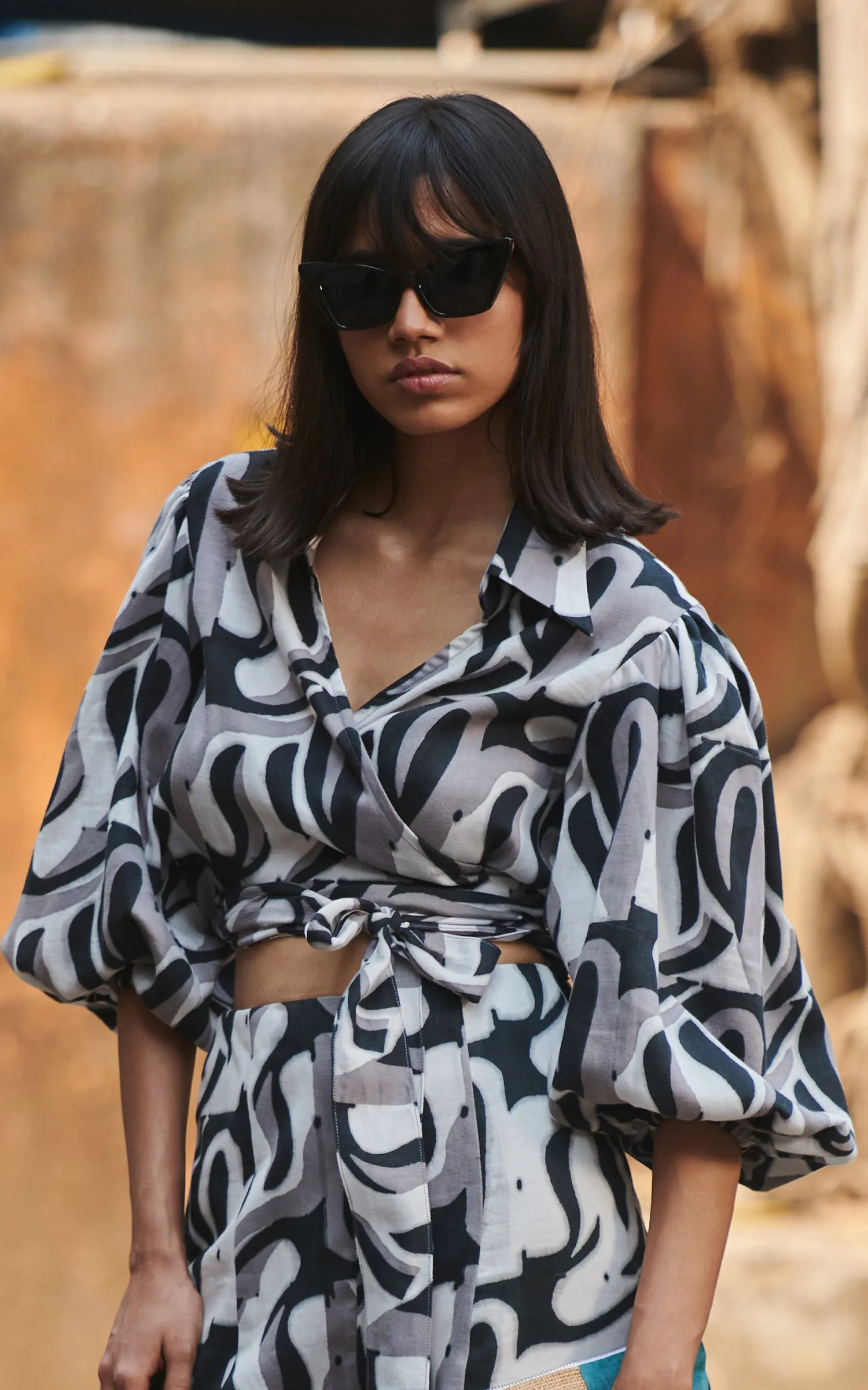 Black & Grey Printed Top