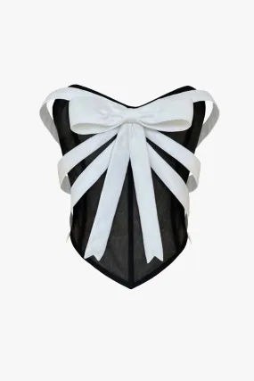 Black Bow Bustier Top