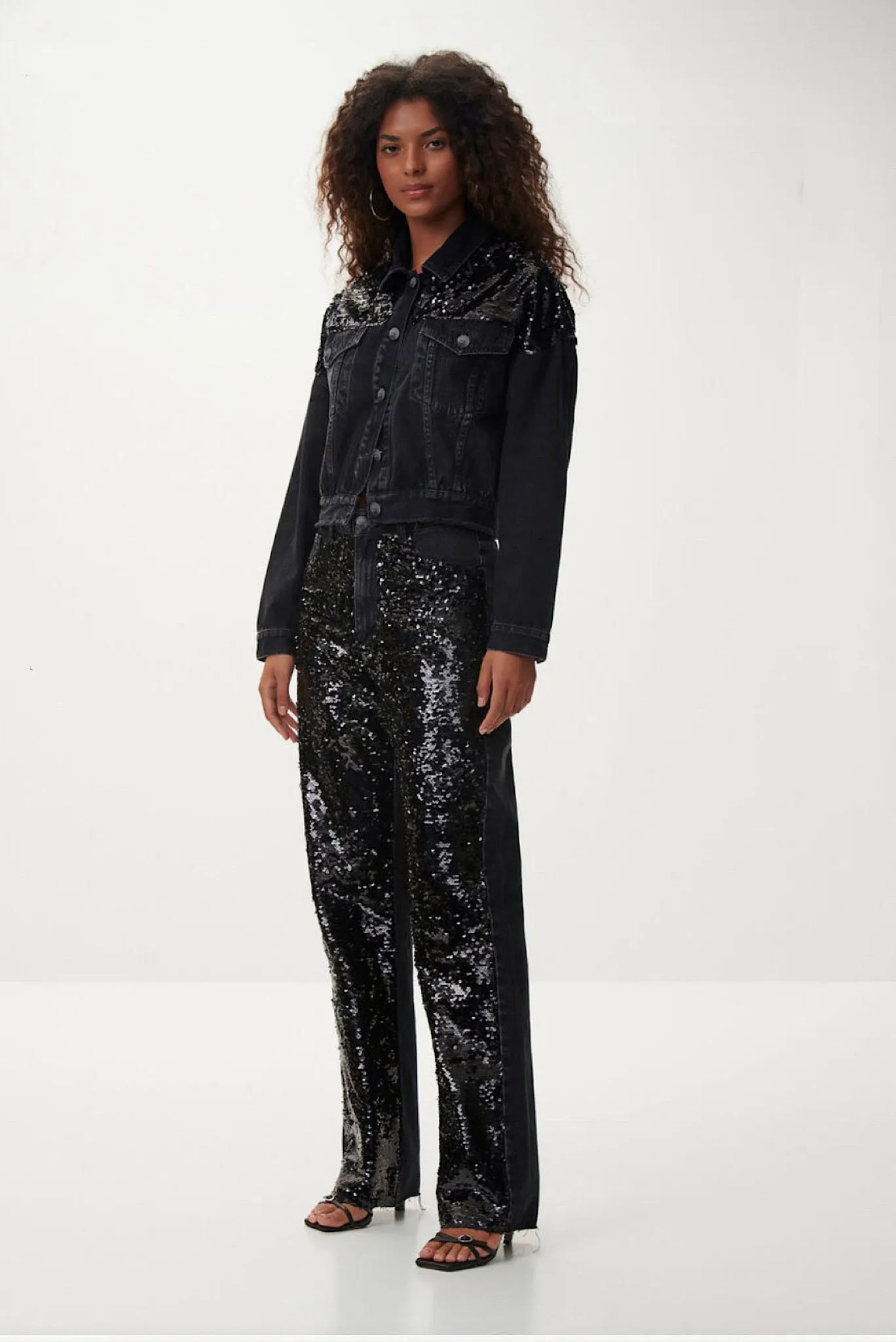 Black Sequined Jean Jacket