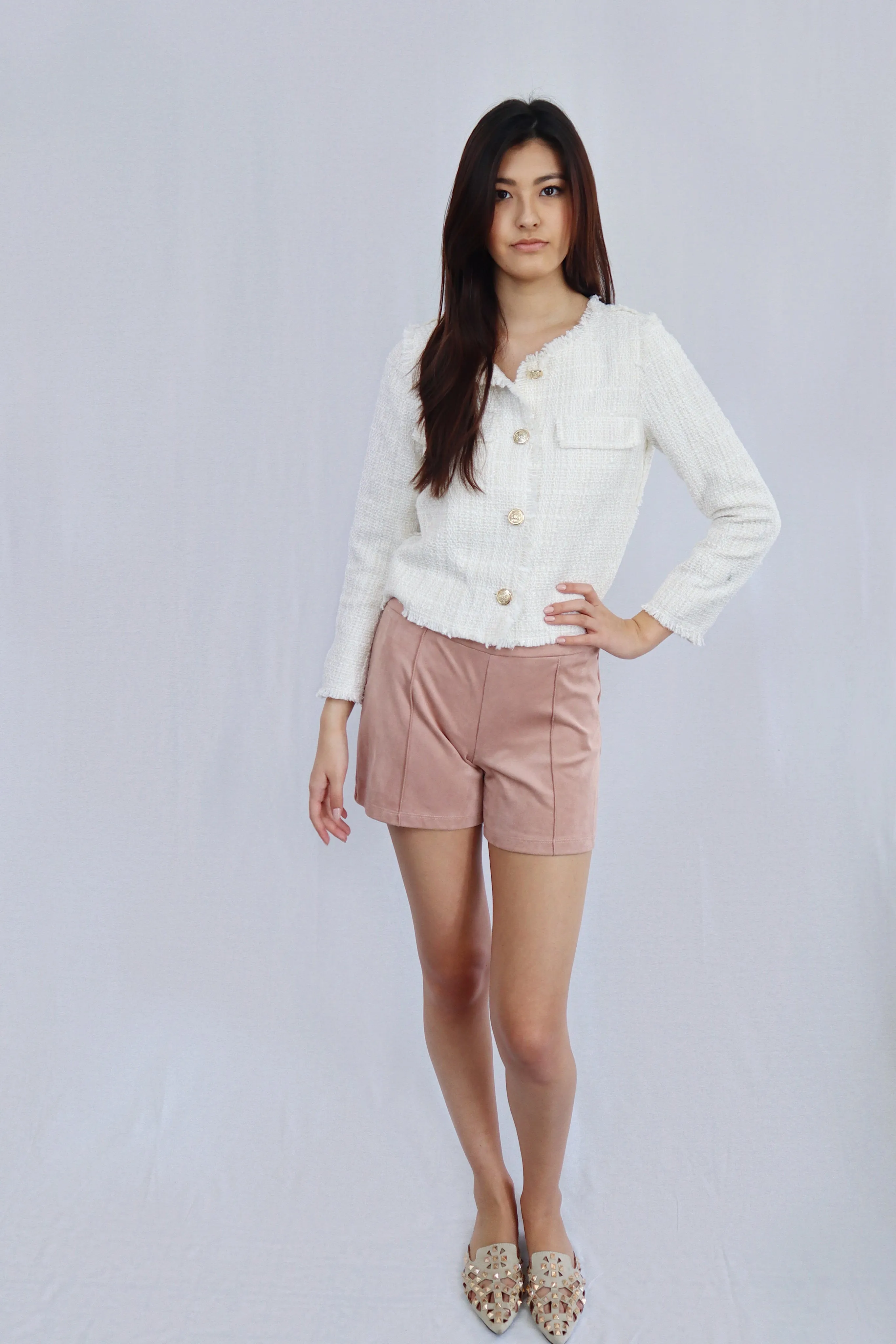 Blush Pink Vegan Suede Shorts