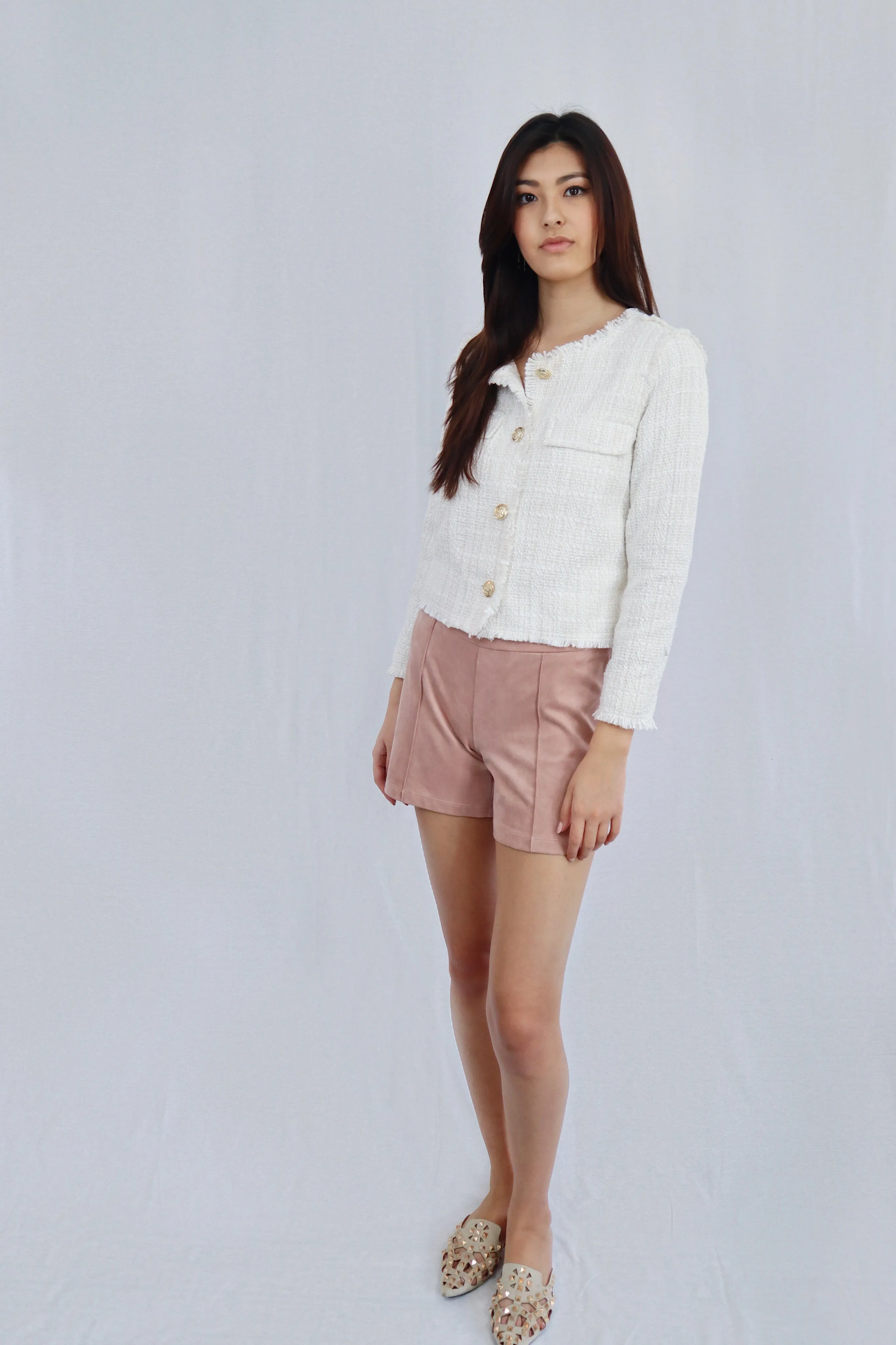 Blush Pink Vegan Suede Shorts