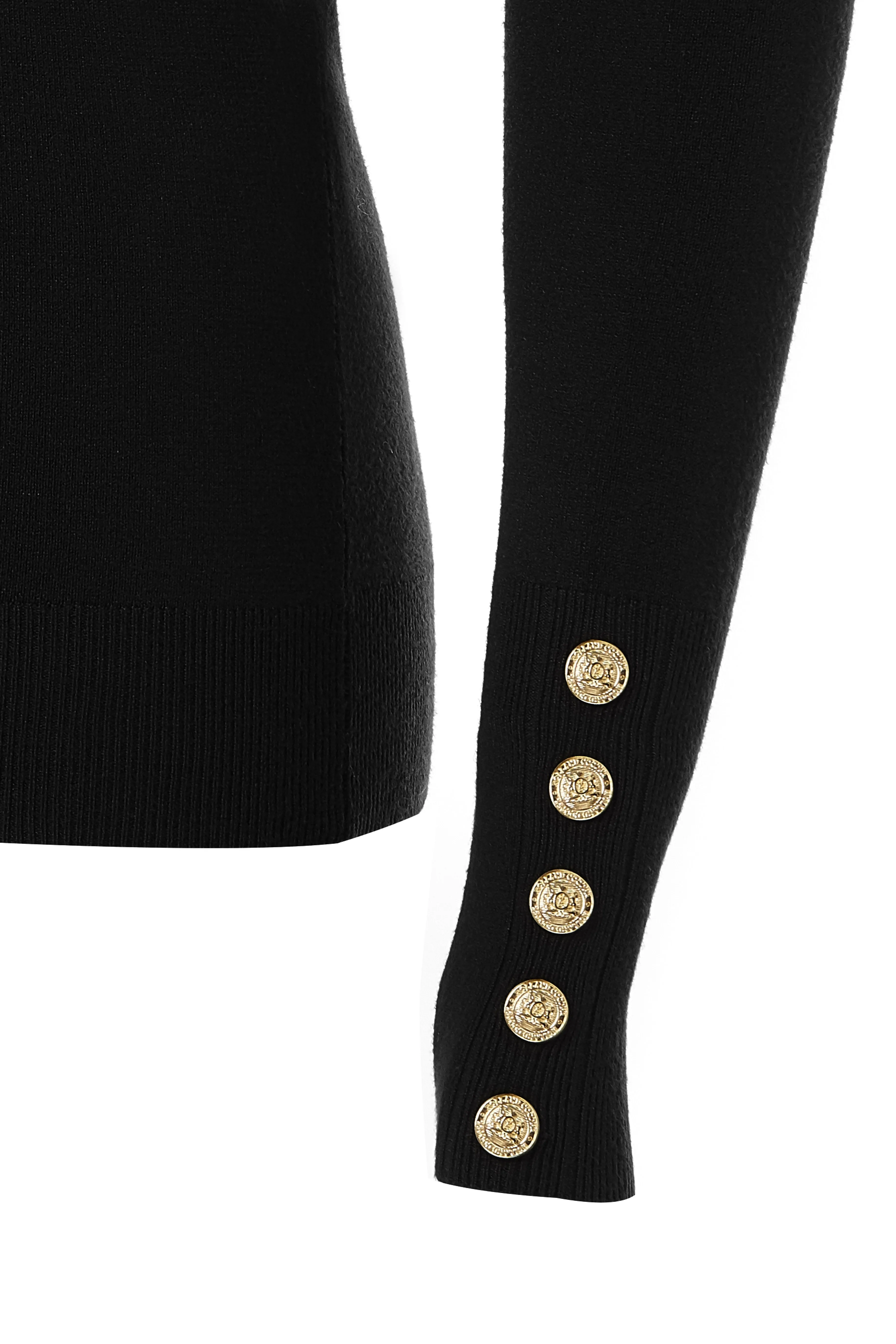 Buttoned Knit Roll Neck (Black)