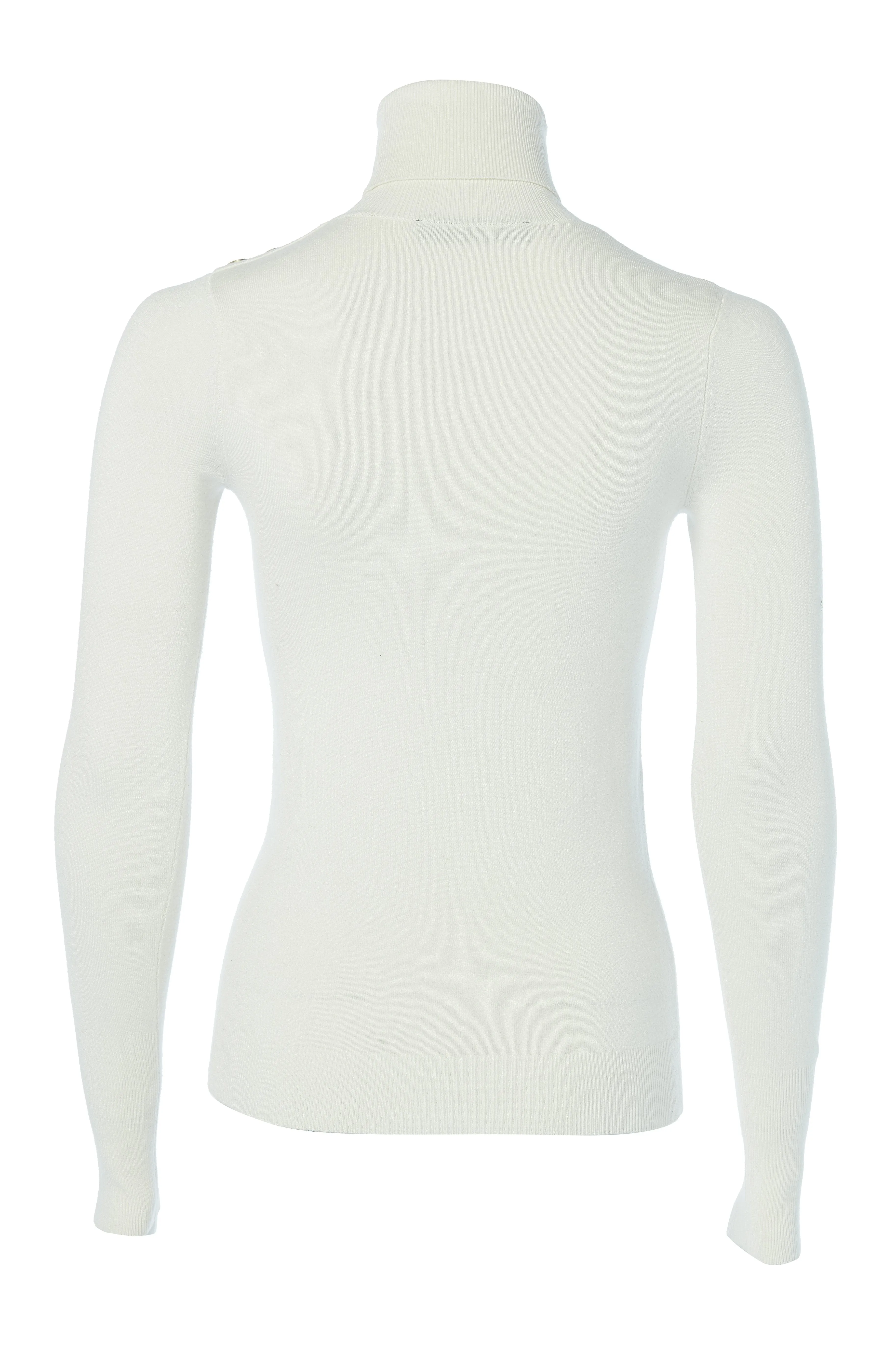 Buttoned Knit Roll Neck (Cream)