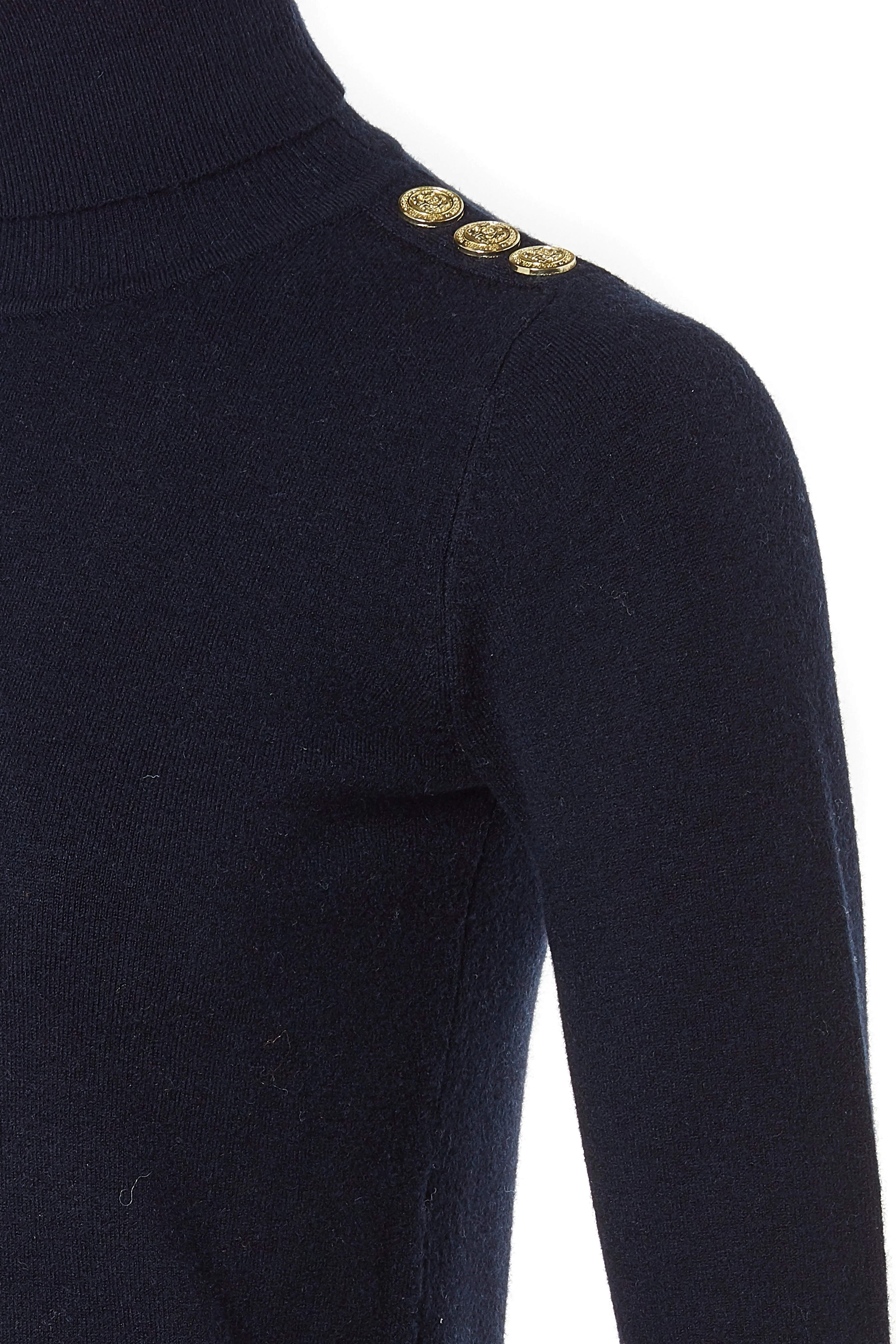 Buttoned Knit Roll Neck (Ink Navy)