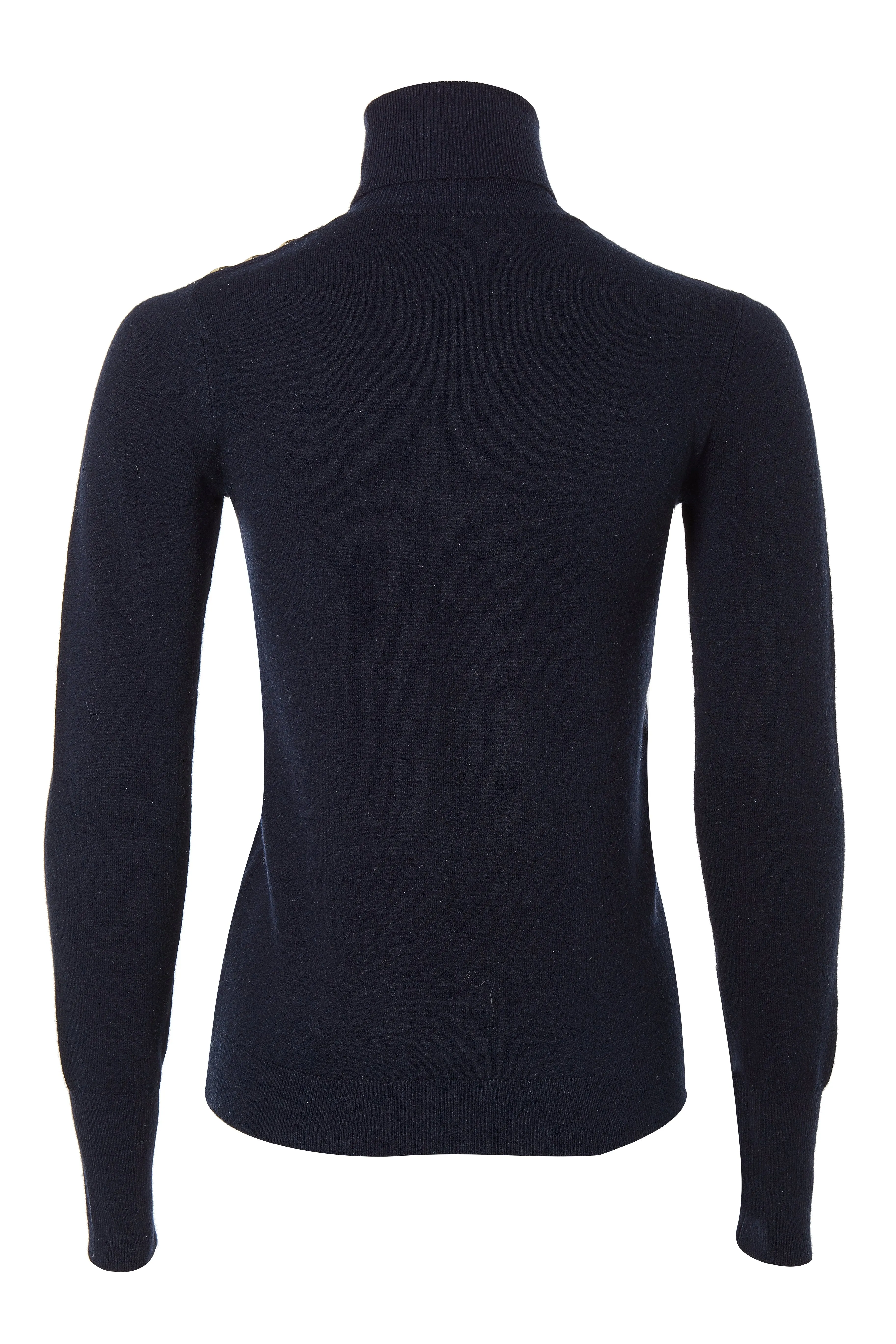 Buttoned Knit Roll Neck (Ink Navy)