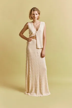 Camellia Knit Maxi Skirt Cream