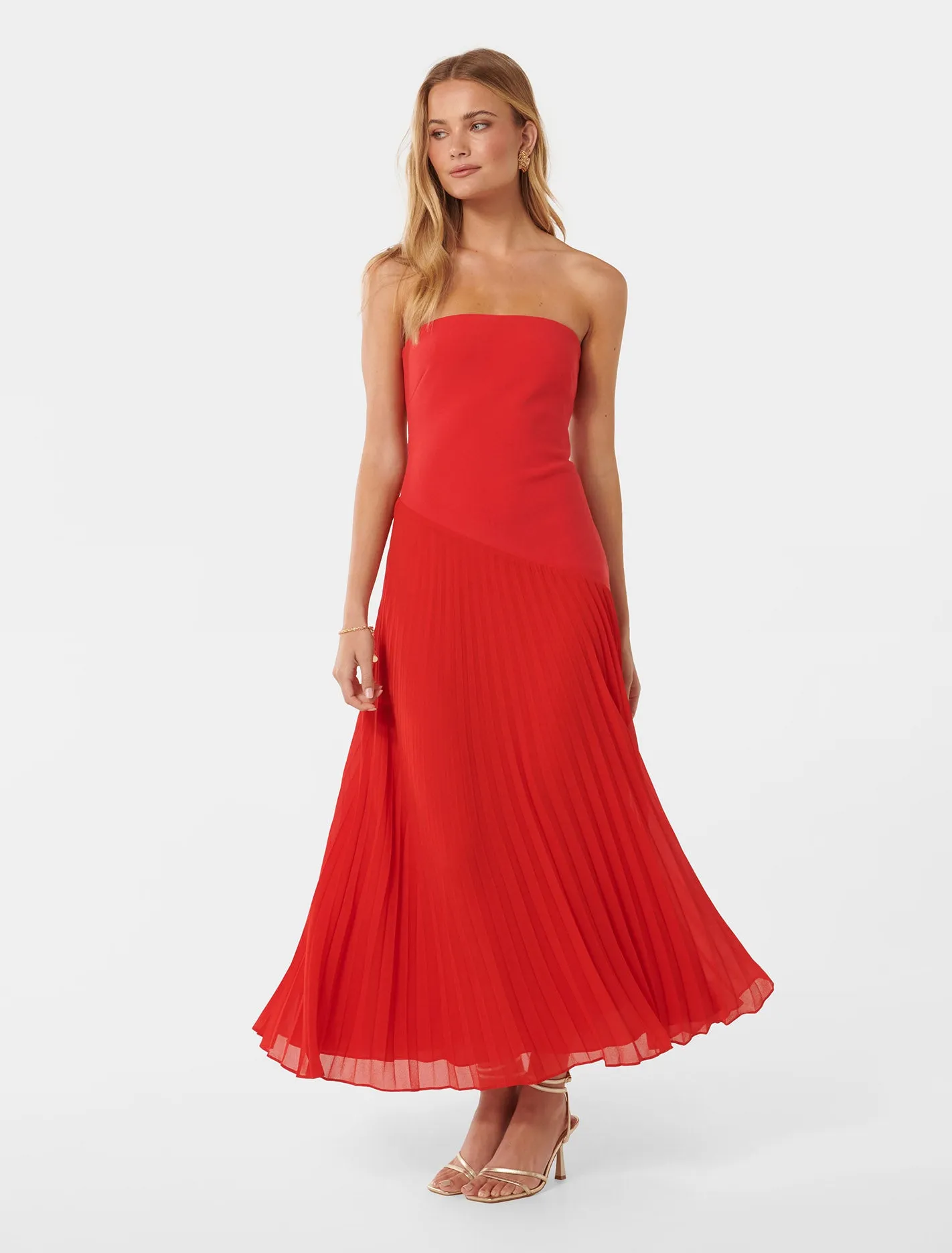 Capri Strapless Pleat Midi Dress